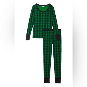 Victoria’s Secret Buffalo Plaid Thermal Pajama Set Sz L Green Black Check Cozy